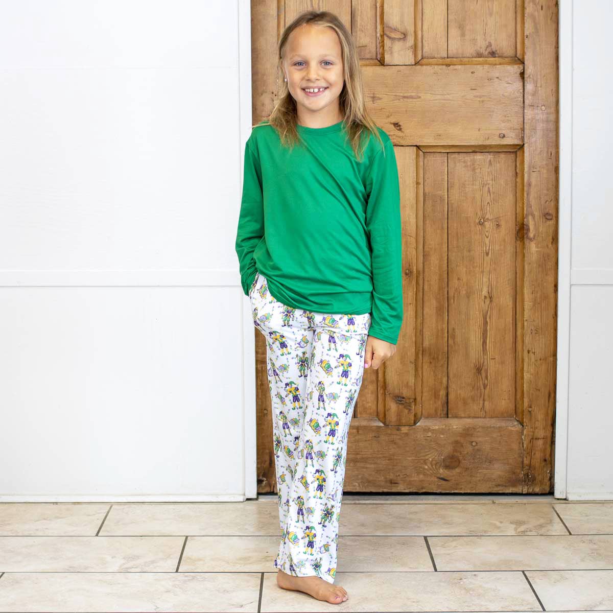 Youth Mardi Jester Sleep Pants   White/Multi   -Asst.: Medium (8-9)