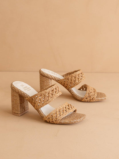 The Barbara Camel | Woven Double Band Heel: CAMEL