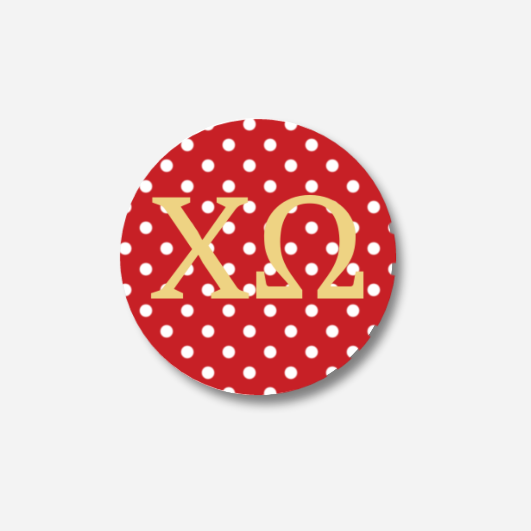 Chi Omega Button Pin: Polka Dots