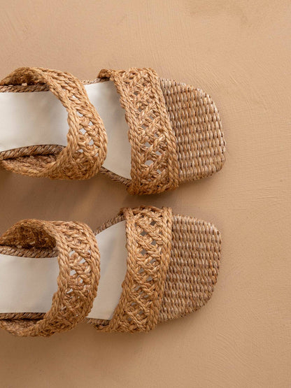 The Barbara Camel | Woven Double Band Heel: CAMEL