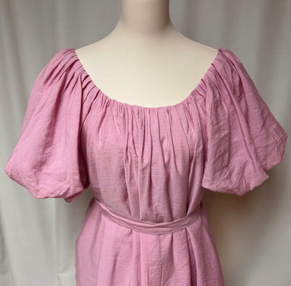 Endless Rose pleated detail puff sleeve mini dress / PINK