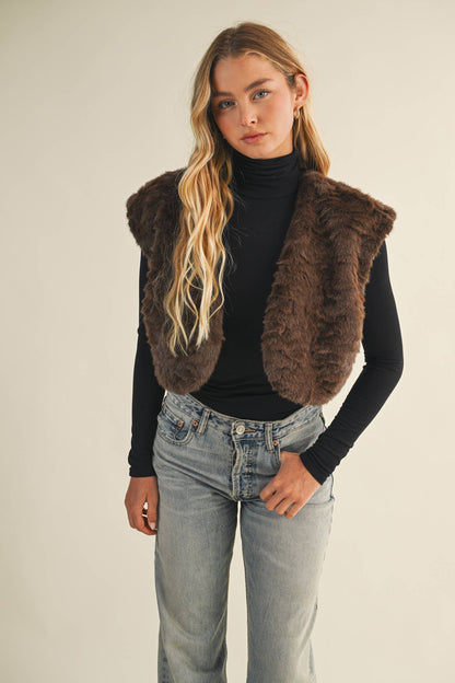 WAVY FAUX FUR BOLERO VEST