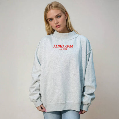 Sorority Chapter Mockneck Sweatshirt : Alpha Omicron Pi