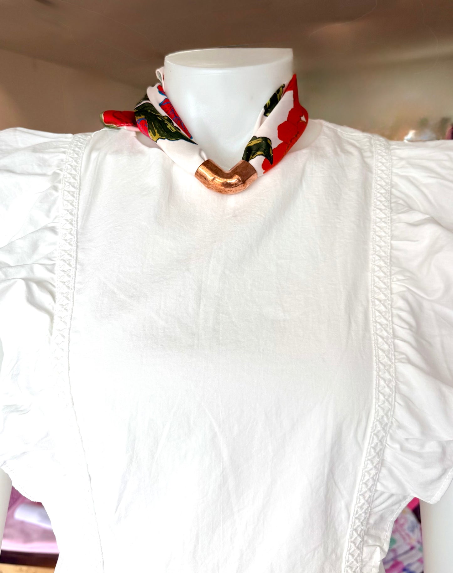 Mulberry Collective scarf with ring / cuff - Rose Garden :  antique rose gold cuff