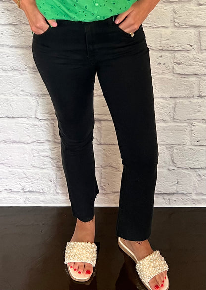 Black cropped flare jeans