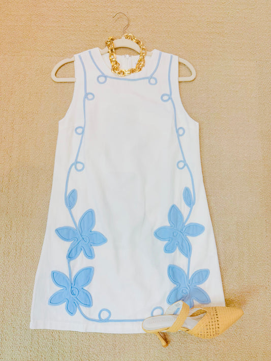 TCEC floral appliqué shift mini dress