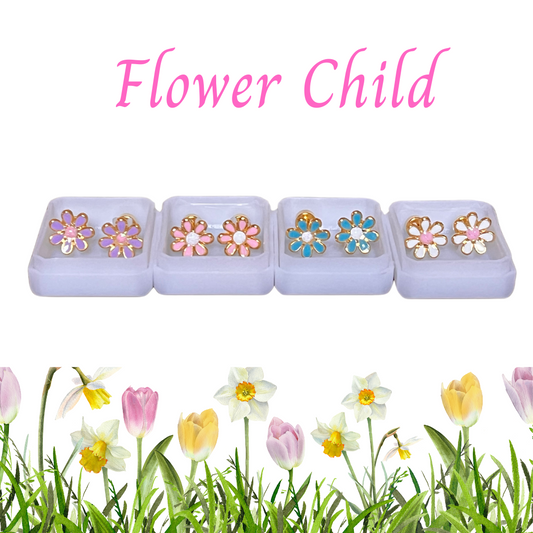 Flower Child screw-back stud earrings for Sensitive Ears