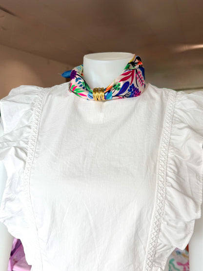 Mulberry Collective scarf with ring / cuff - Multi Floral : gold ring cuff
