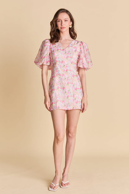 La’Ven Puff Sleeve Fitted Mini Dress