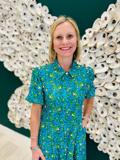 The Kelly blue green dupe dress