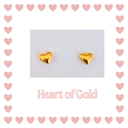 Heart of Gold screw-back stud earrings for Sensitive Ears