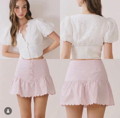 TCEC scallop skirt pink