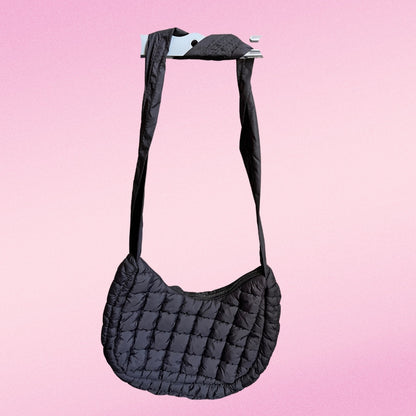 Black puff cross bag purse