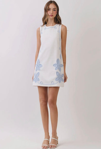 TCEC floral appliqué shift mini dress