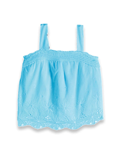 Tractr Girls - smocking tank : blue