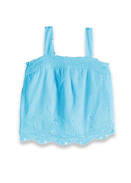 Tractr Girls - smocking tank : blue