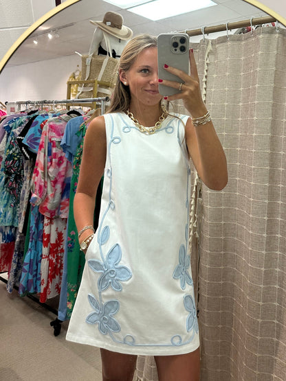 TCEC floral appliqué shift mini dress