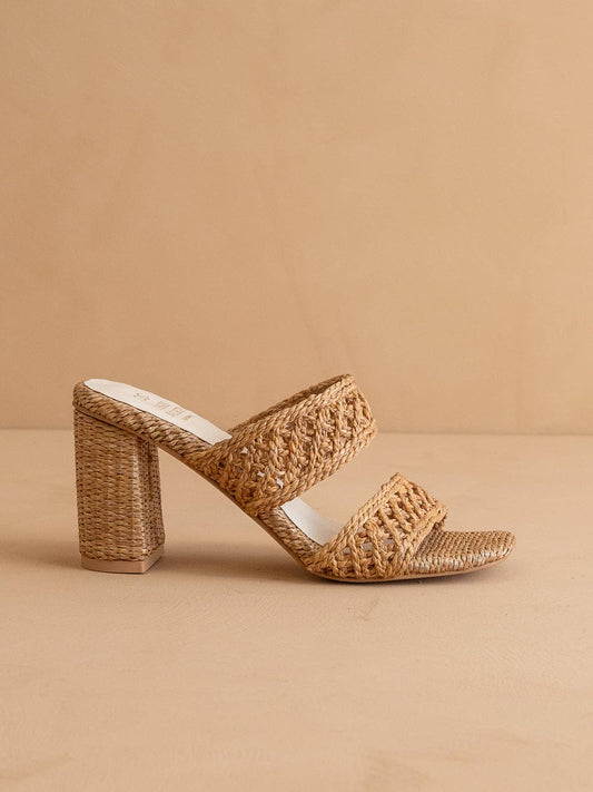 The Barbara Camel | Woven Double Band Heel: CAMEL