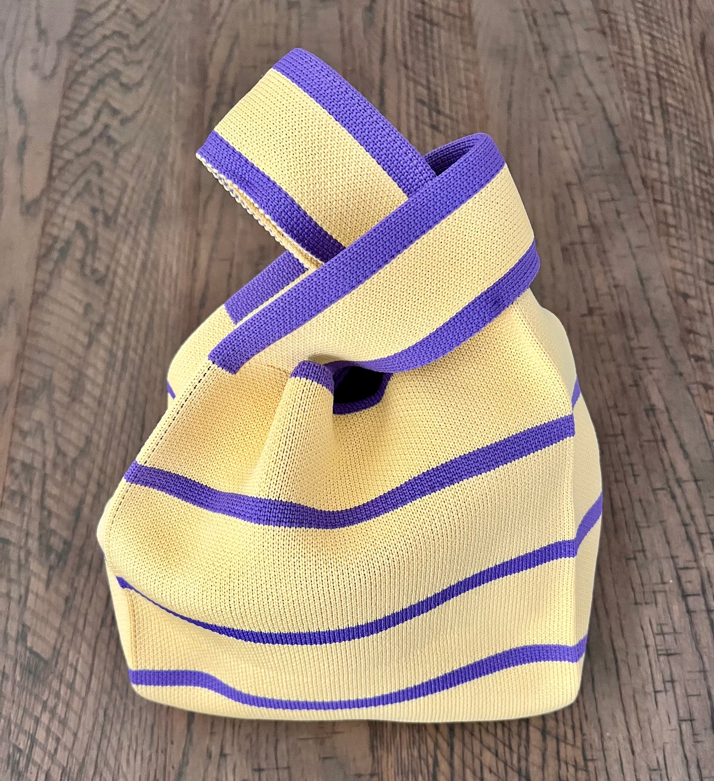 Purple & Yellow striped tote