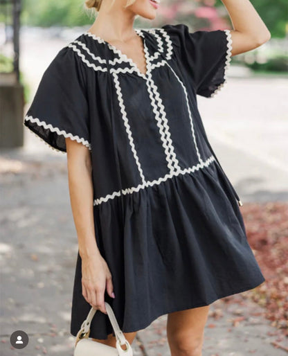Black & White Ric Rac cotton dress