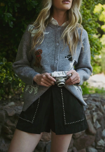 Studded High Waist Skort