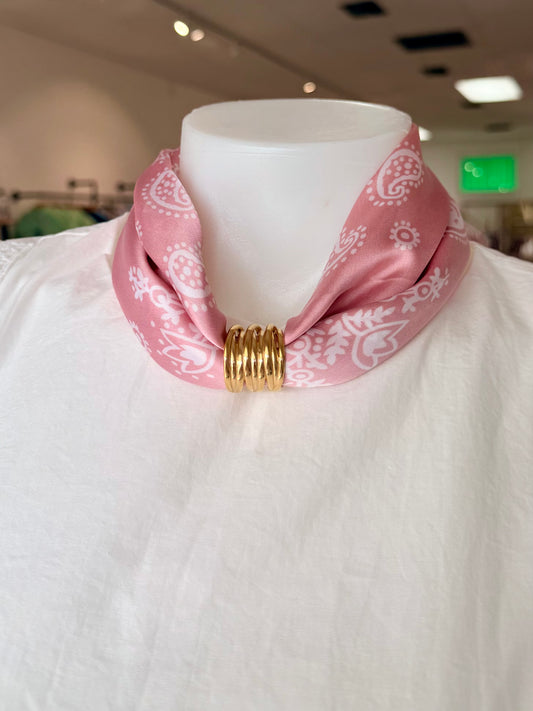 Mulberry Collective scarf with ring / cuff - light pink : gold ring cuff