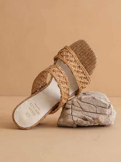 The Barbara Camel | Woven Double Band Heel: CAMEL