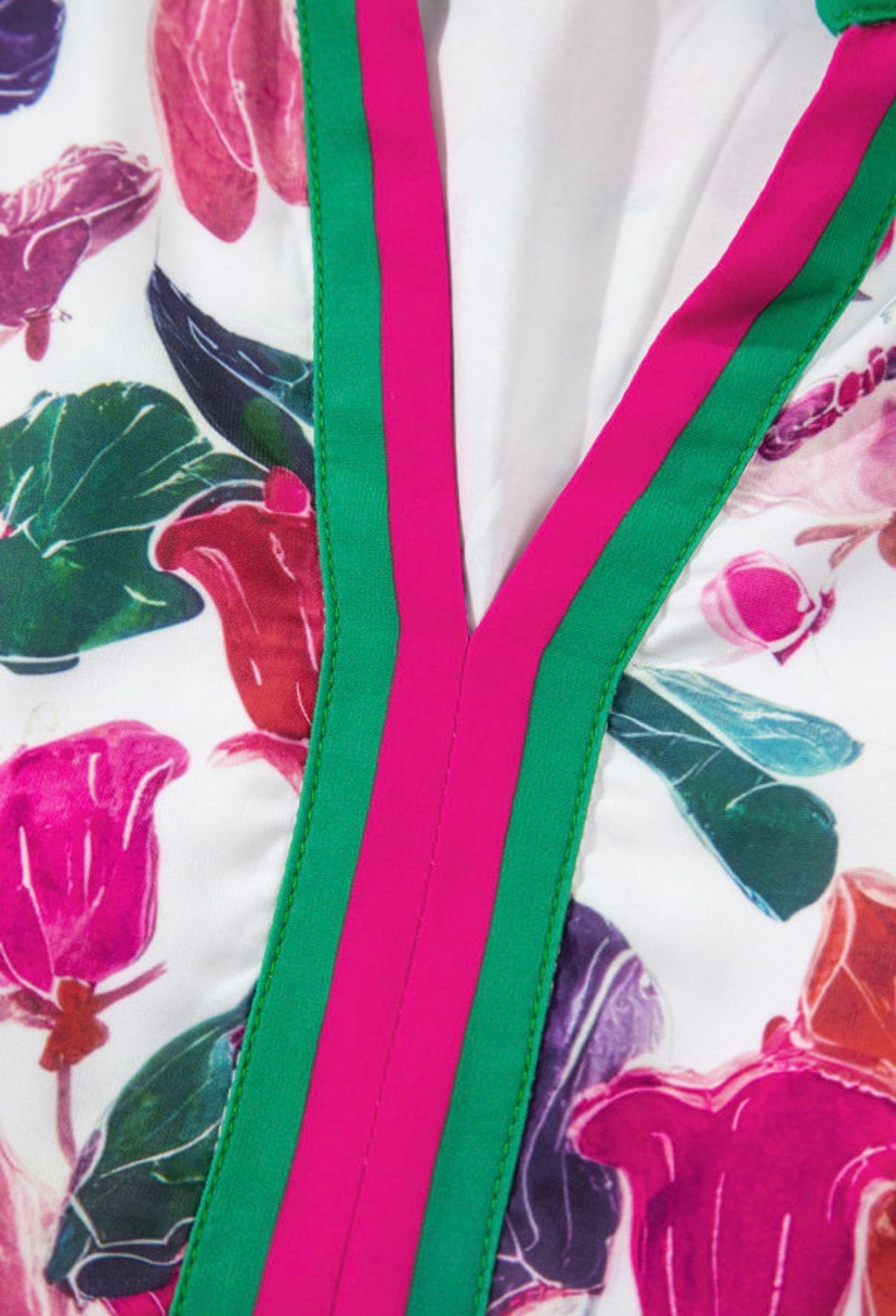 CLEARANCE: Pink/Green striped collar floral lined dress