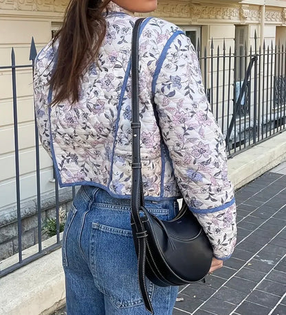 Reversible Quilted cropped jacket with pockets on both sides