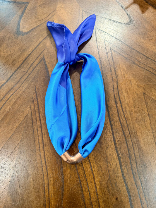 Mulberry Collective scarf with ring / cuff - royal blue: gold V cuff