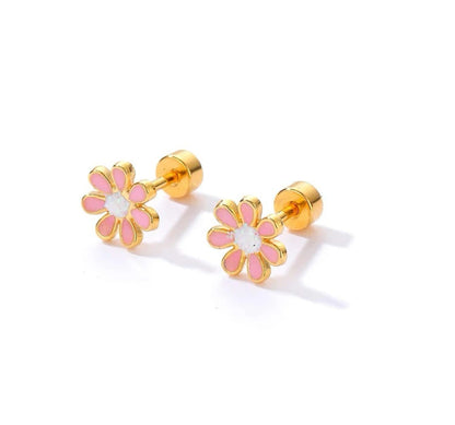 Flower Child screw-back stud earrings for Sensitive Ears