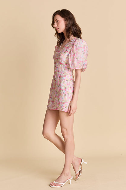 La’Ven Puff Sleeve Fitted Mini Dress