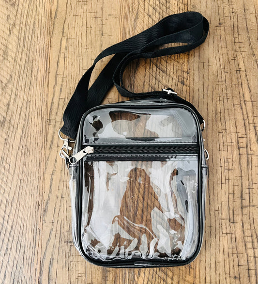 Clear purse with black accents