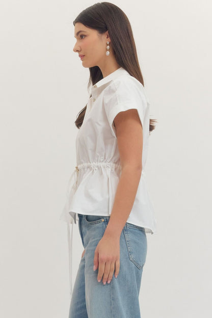 Entro white cinch waist blouse