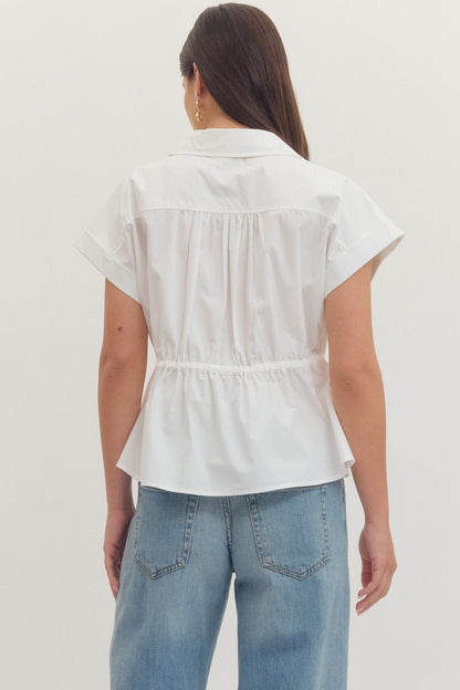 Entro white cinch waist blouse