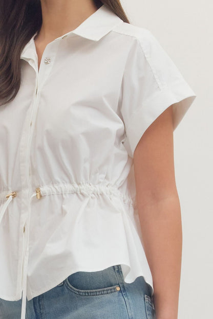 Entro white cinch waist blouse