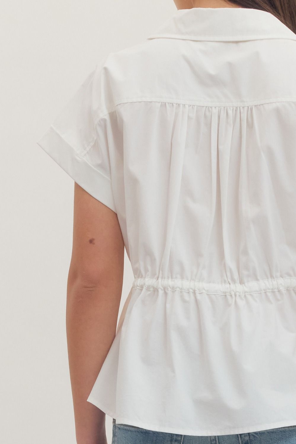 Entro white cinch waist blouse