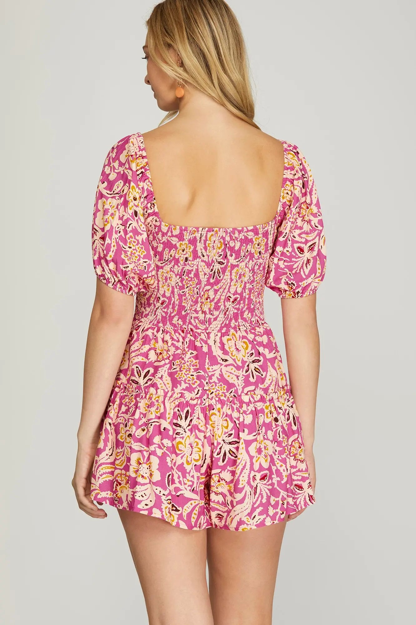 Flowy Square Neck Smocked Romper