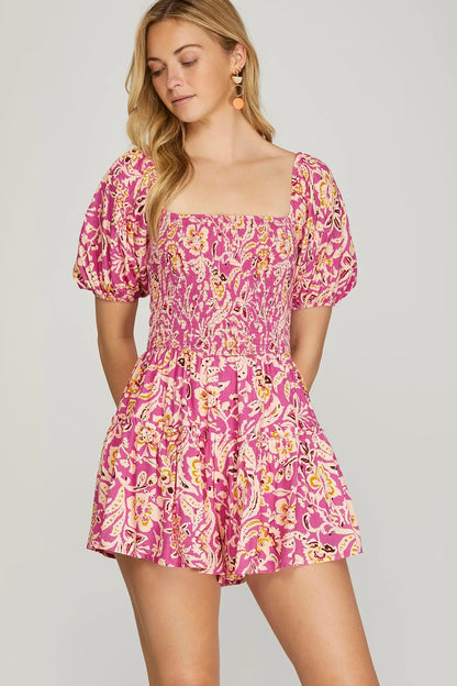 Flowy Square Neck Smocked Romper