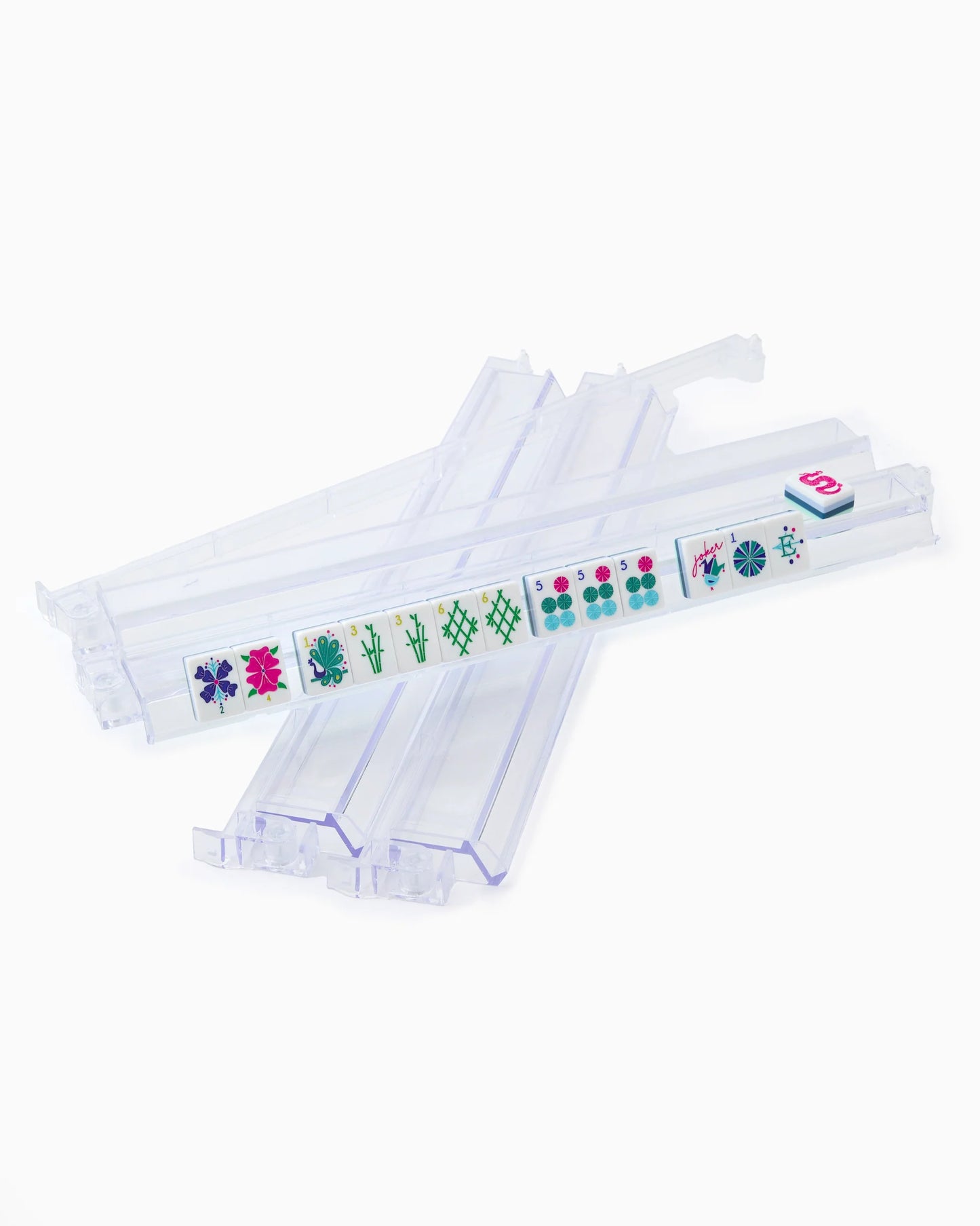 Clear Acrylic Mahjong Tile Rack & Pushers Set