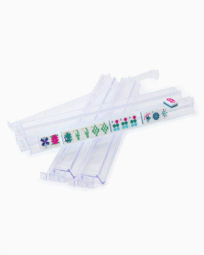Clear Acrylic Mahjong Tile Rack & Pushers Set