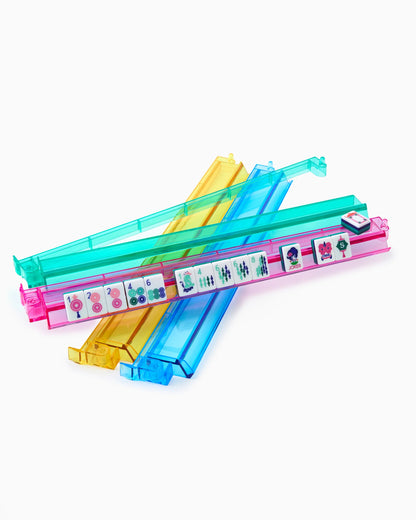 Multicolor Acrylic Mahjong Tile Rack & Pusher Set