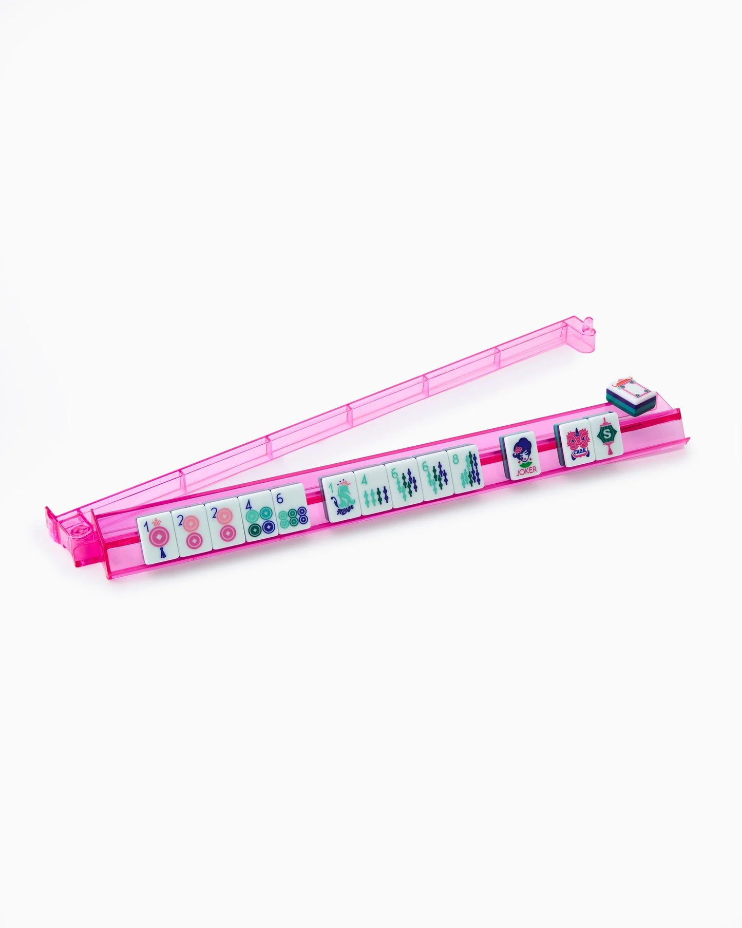 Multicolor Acrylic Mahjong Tile Rack & Pusher Set