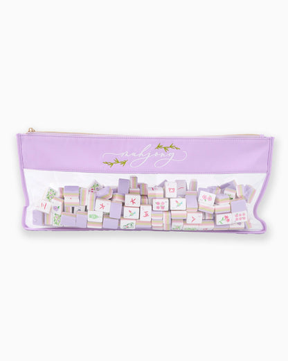 Lilac Script Mahjong tile bag
