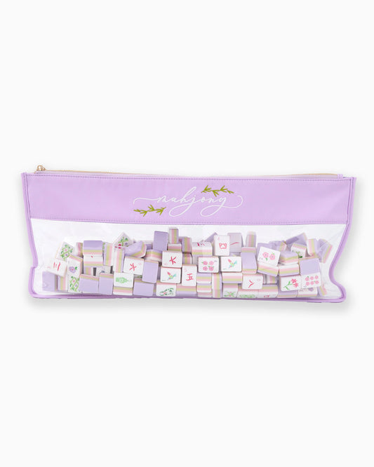 Lilac Script Mahjong tile bag