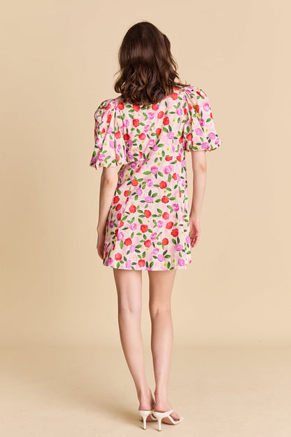La’Ven Floral Print Mini Dress With Button Detail