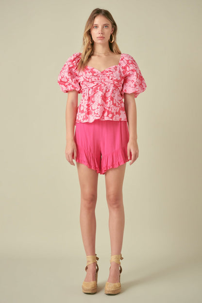 La’Ven Floral Tie Back Top