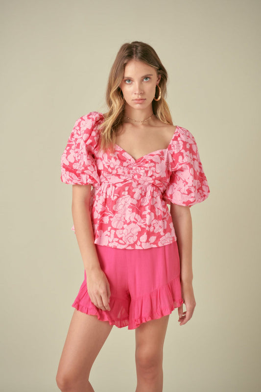 La’Ven Floral Tie Back Top