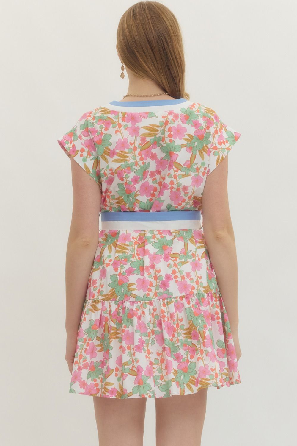 Entro floral button detail mini dress