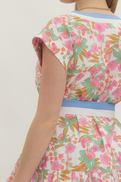 Entro floral button detail mini dress
